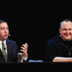 Glenn Greenwald and Kim Dotcom discuss the revelations about New Zealand’s mass surveillance at Auckland Town Hall on September 15, 2014 in Auckland, New Zealand (Photo by Hannah Peters/Getty Images)
